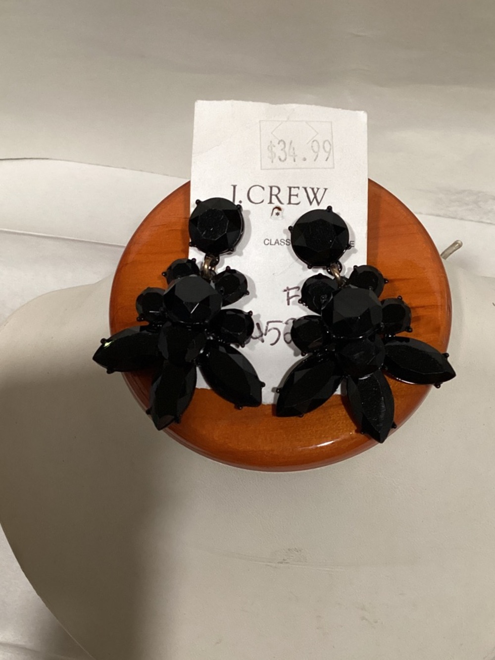 J. Crew Black Faceted Floral Cluster Drop Earrings